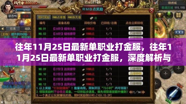 往年11月25日最新單職業(yè)打金服深度解析與個(gè)人觀點(diǎn)