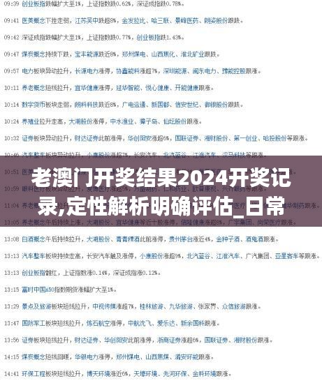老澳門開獎結(jié)果2024開獎記錄,定性解析明確評估_日常版NYT7.23