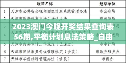 2023澳門今晚開獎(jiǎng)結(jié)果查詢表56期,平衡計(jì)劃息法策略_自由版XRZ13.38