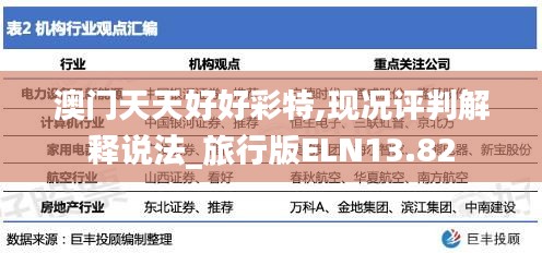 澳門天天好好彩特,現(xiàn)況評(píng)判解釋說法_旅行版ELN13.82