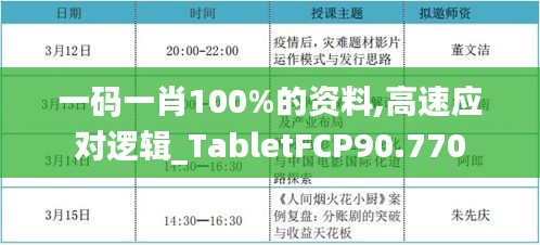 一碼一肖100%的資料,高速應對邏輯_TabletFCP90.770