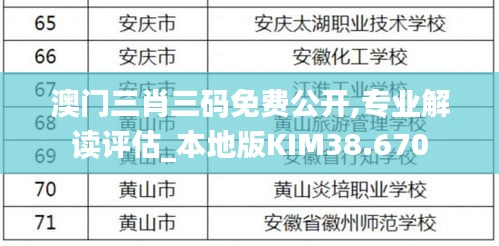 澳門三肖三碼免費(fèi)公開(kāi),專業(yè)解讀評(píng)估_本地版KIM38.670
