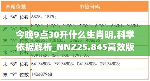 今晚9點30開什么生肖明,科學依據解析_NNZ25.845高效版