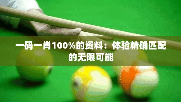 一碼一肖100%的資料：體驗(yàn)精確匹配的無(wú)限可能