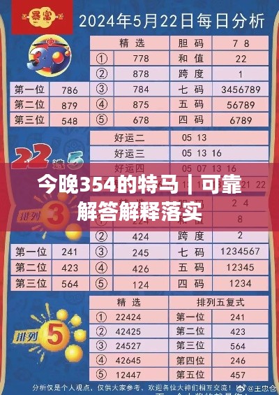 今晚354的特馬｜可靠解答解釋落實(shí)