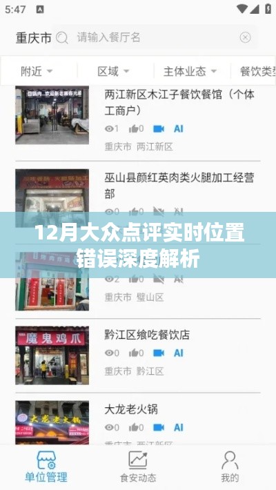 大眾點(diǎn)評(píng)實(shí)時(shí)位置錯(cuò)誤解析，深度探討12月問(wèn)題