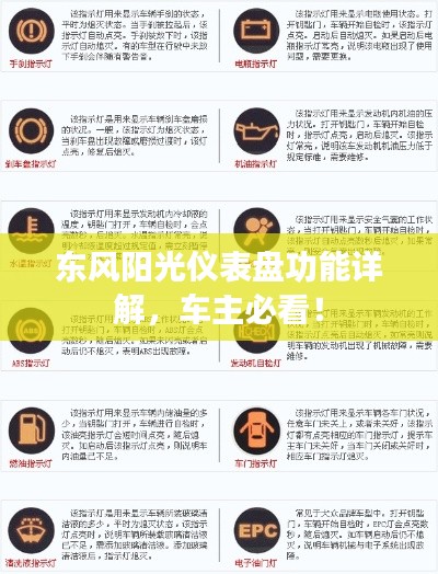 東風陽光儀表盤功能詳解，車主必看！