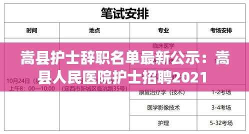 嵩縣護士辭職名單最新公示：嵩縣人民醫(yī)院護士招聘2021 