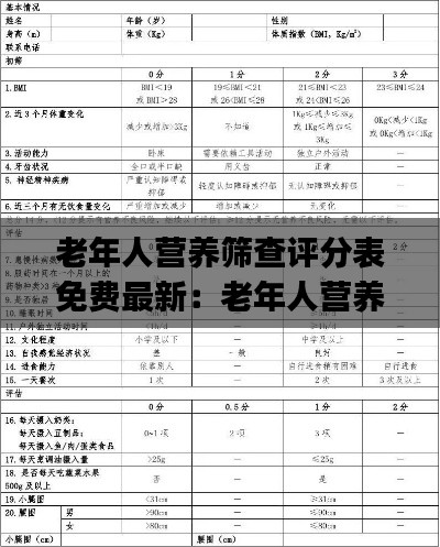 老年人營養(yǎng)篩查評分表免費(fèi)最新：老年人營養(yǎng)風(fēng)險(xiǎn)篩查與評估ppt 