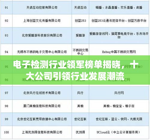電子檢測行業(yè)領(lǐng)軍榜單揭曉，十大公司引領(lǐng)行業(yè)發(fā)展潮流