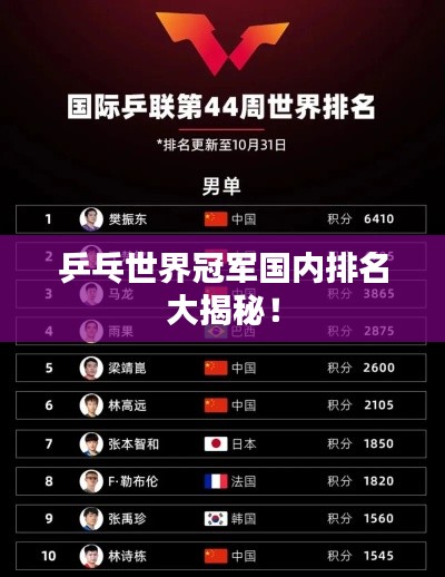 乒乓世界冠軍國(guó)內(nèi)排名大揭秘！