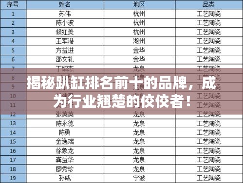 揭秘趴缸排名前十的品牌，成為行業(yè)翹楚的佼佼者！