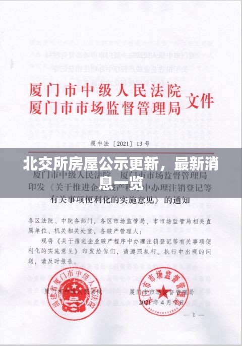 北交所房屋公示更新，最新消息一覽