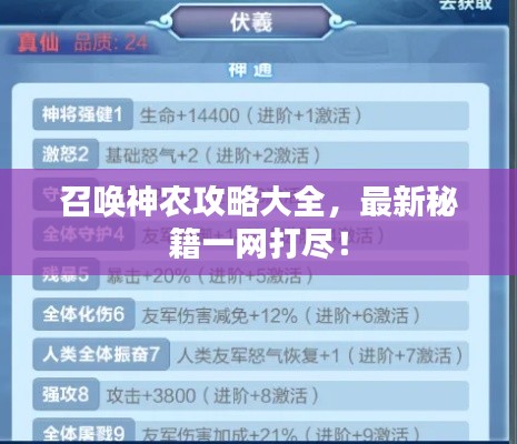 召喚神農(nóng)攻略大全，最新秘籍一網(wǎng)打盡！