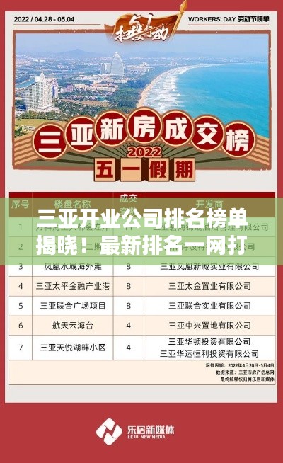 三亞開業(yè)公司排名榜單揭曉！最新排名一網(wǎng)打盡