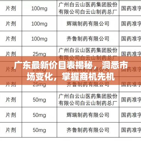 廣東最新價(jià)目表揭秘，洞悉市場(chǎng)變化，掌握商機(jī)先機(jī)