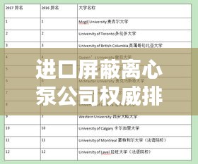 進口屏蔽離心泵公司權(quán)威排名榜單揭曉！