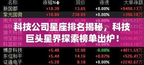 科技公司星座排名揭秘，科技巨頭星界探索榜單出爐！