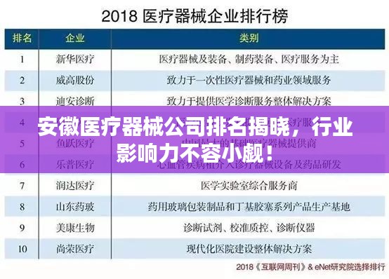 安徽醫(yī)療器械公司排名揭曉，行業(yè)影響力不容小覷！