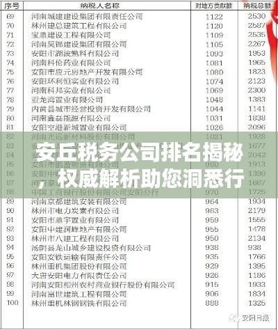 安丘稅務公司排名揭秘，權(quán)威解析助您洞悉行業(yè)格局
