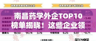 南昌藥學外企TOP10榜單揭曉！這些企業(yè)領跑行業(yè)前列