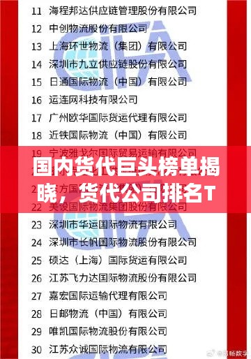 國內(nèi)貨代巨頭榜單揭曉，貨代公司排名TOP榜，權(quán)威榜單一網(wǎng)打盡！