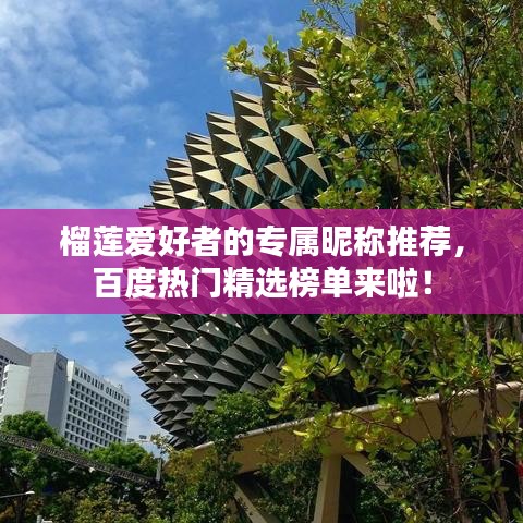 榴蓮愛好者的專屬昵稱推薦，百度熱門精選榜單來啦！