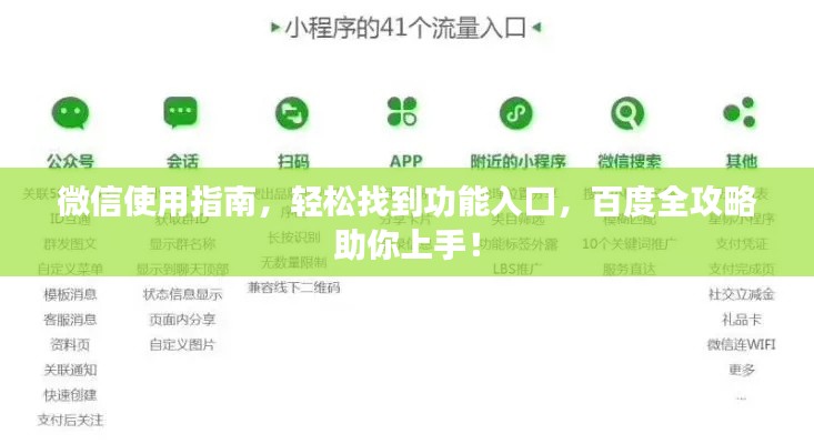 微信使用指南，輕松找到功能入口，百度全攻略助你上手！