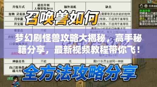 夢(mèng)幻刷怪獸攻略大揭秘，高手秘籍分享，最新視頻教程帶你飛！
