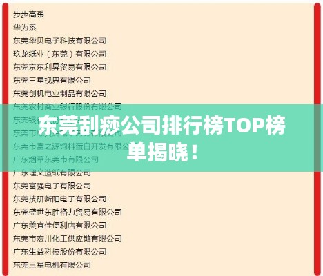 東莞刮痧公司排行榜TOP榜單揭曉！