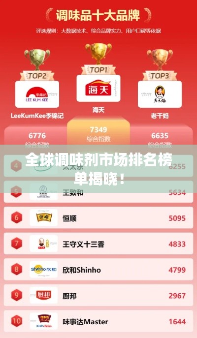 全球調(diào)味劑市場排名榜單揭曉！