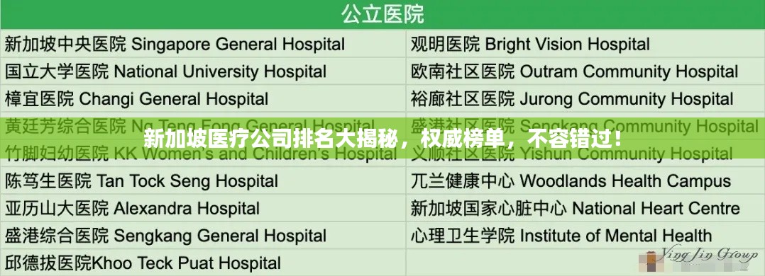 新加坡醫(yī)療公司排名大揭秘，權(quán)威榜單，不容錯(cuò)過！
