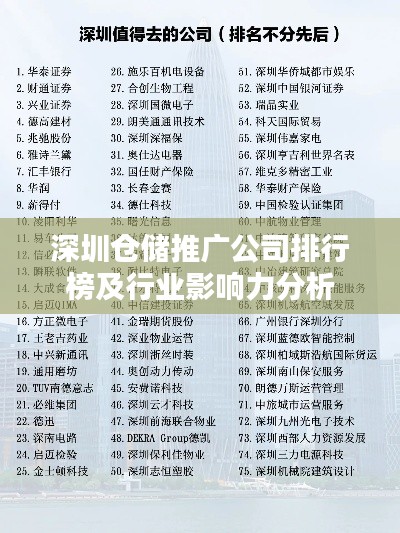 深圳倉儲(chǔ)推廣公司排行榜及行業(yè)影響力分析