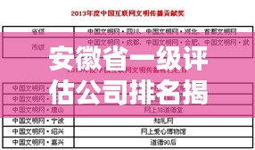 安徽省一級評估公司排名揭曉，影響力與實力并存！