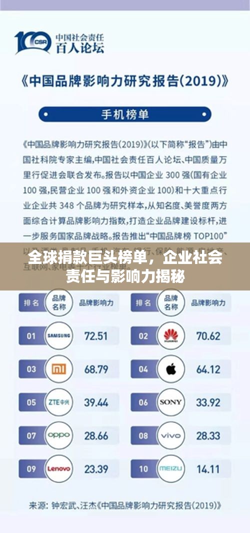 全球捐款巨頭榜單，企業(yè)社會責(zé)任與影響力揭秘