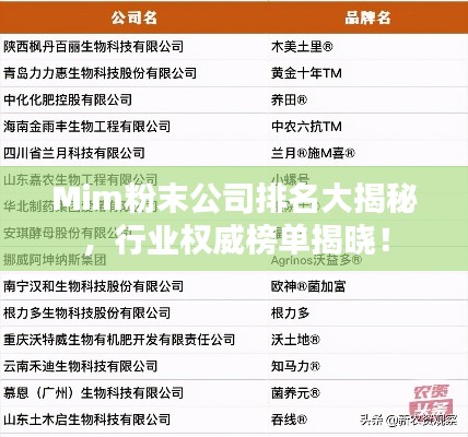 Mim粉末公司排名大揭秘，行業(yè)權(quán)威榜單揭曉！