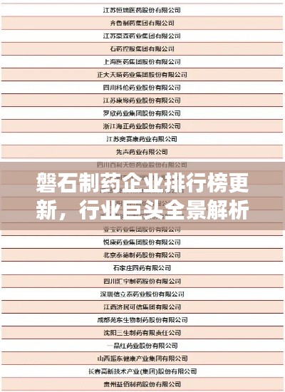 磐石制藥企業(yè)排行榜更新，行業(yè)巨頭全景解析