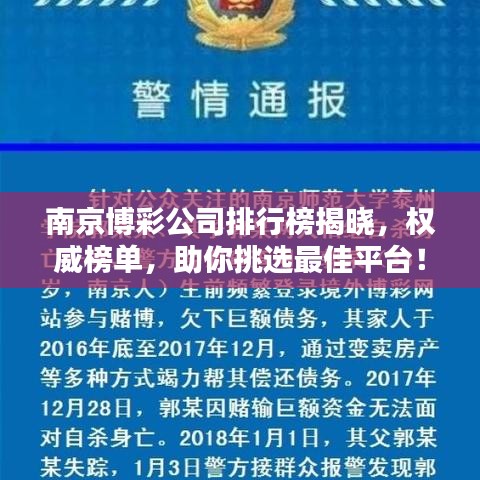 南京博彩公司排行榜揭曉，權威榜單，助你挑選最佳平臺！