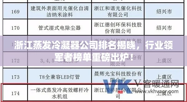 浙江蒸發(fā)冷凝器公司排名揭曉，行業(yè)領(lǐng)軍者榜單重磅出爐！