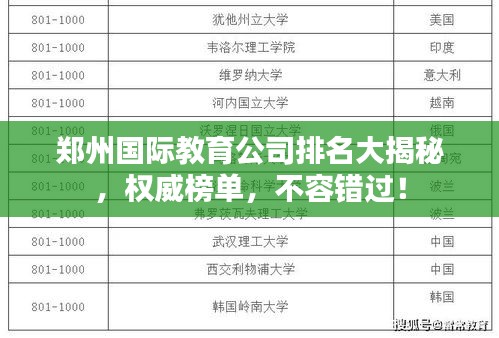 鄭州國(guó)際教育公司排名大揭秘，權(quán)威榜單，不容錯(cuò)過！