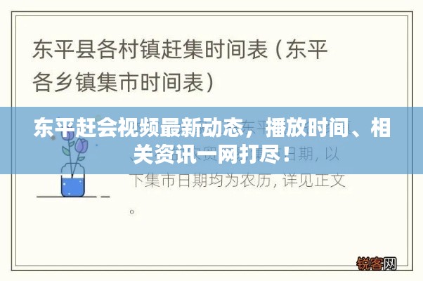 東平趕會視頻最新動態(tài)，播放時間、相關資訊一網(wǎng)打盡！