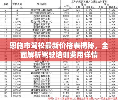 恩施市駕校最新價格表揭秘，全面解析駕駛培訓費用詳情