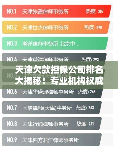 天津欠款擔保公司排名大揭秘！專業(yè)機構(gòu)權(quán)威榜單出爐！